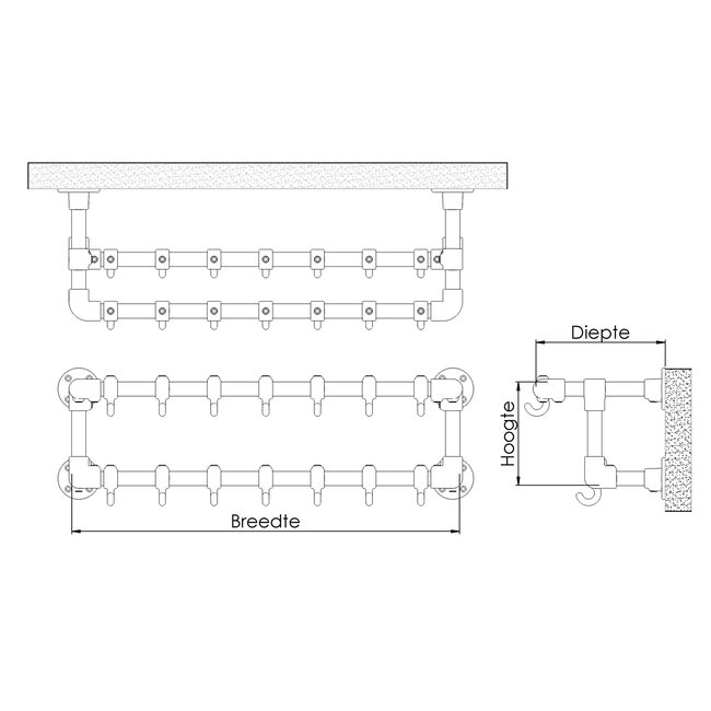 Kapstok Den Haag | Steigerbuis staal
