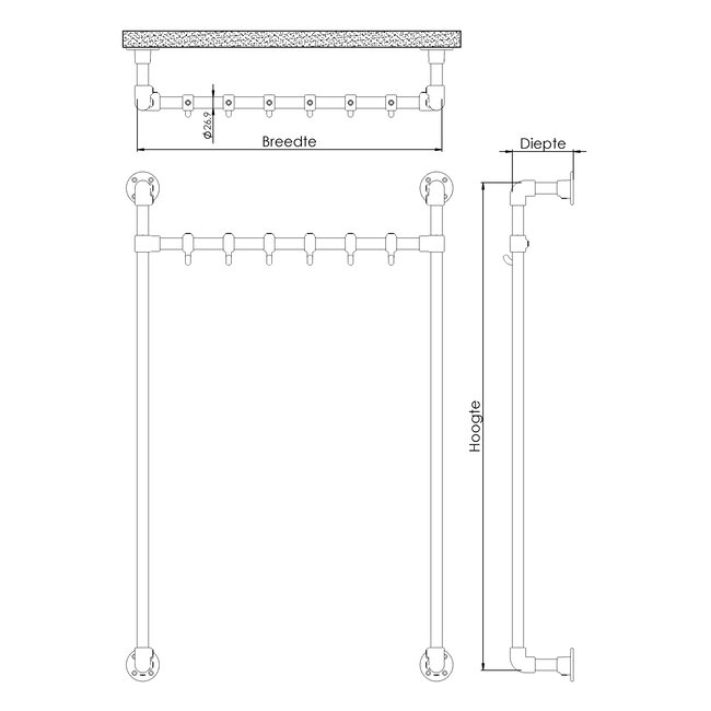 Kapstok Tilburg | steigerbuis staal