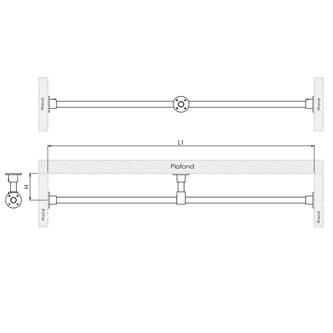 Gordijnroede Utrecht | Recht | Steigerbuis staal