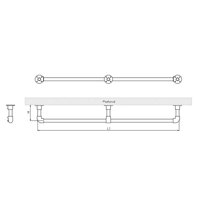 Gordijnroede Gouda | Recht | Steigerbuis staal