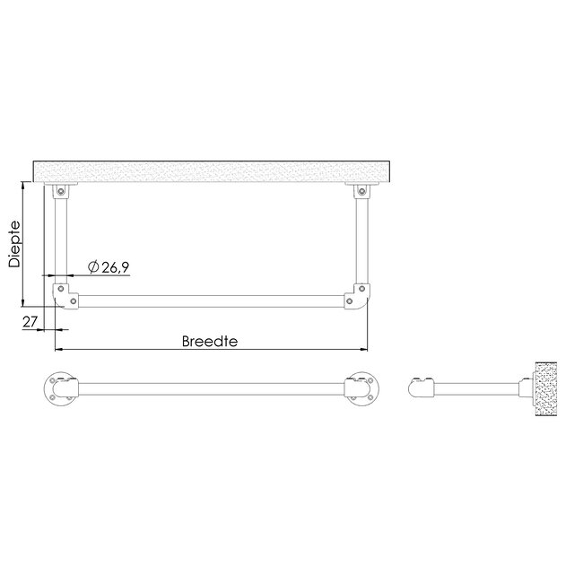 Kledingrek Venlo - kort | steigerbuis staal