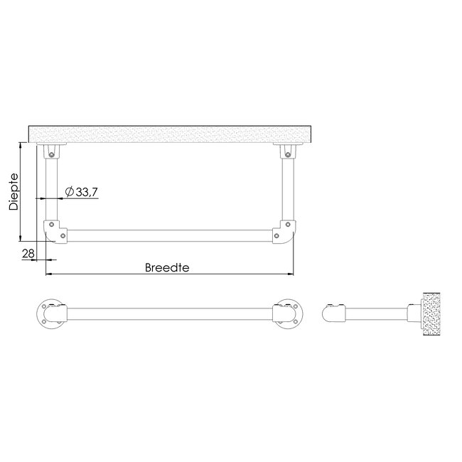 Kledingrek Venlo - kort | steigerbuis staal