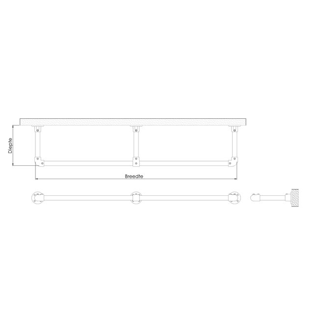 Kledingrek Venlo - lang | steigerbuis staal