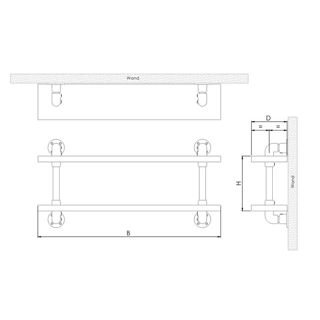 Wandplank Venray | steigerbuis staal