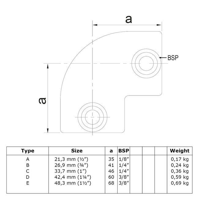 Steigerbuis koppeling kniestuk zwart | Ø42.4 mm