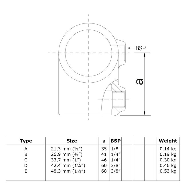 Steigerbuis koppeling kort t-stuk zwart | Ø42.4 mm