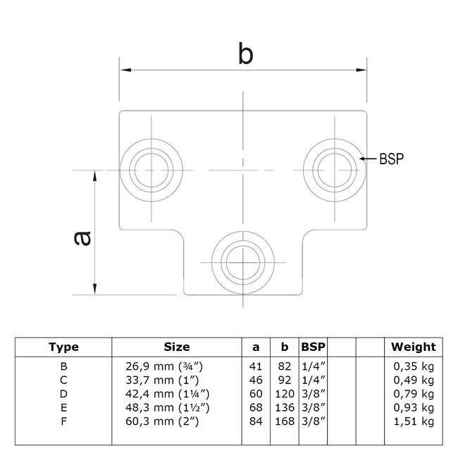 Steigerbuis koppeling lang t-stuk | Ø60.3 mm