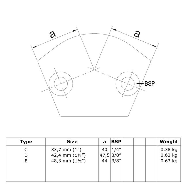 Steigerbuis koppeling kniestuk verstelbaar | Ø42.4 mm