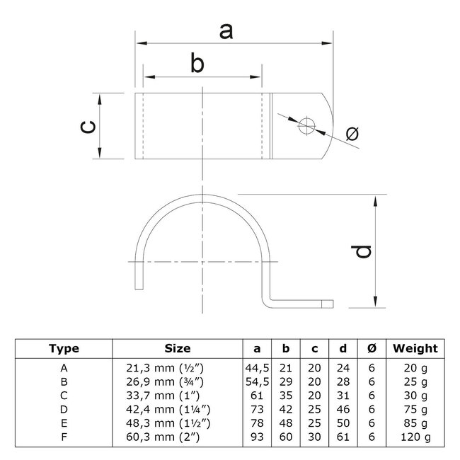 Steigerbuis koppeling kapbeugel | Ø26.9 mm