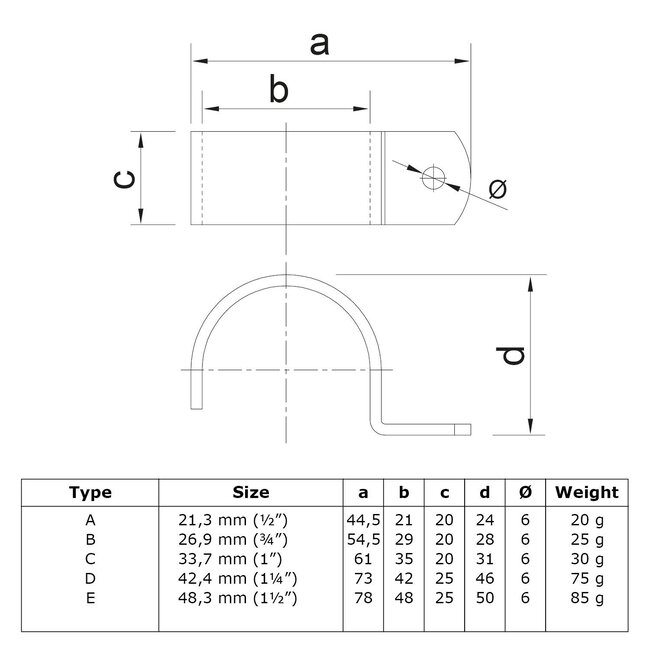 Steigerbuis koppeling kapbeugel zwart | Ø33.7 mm