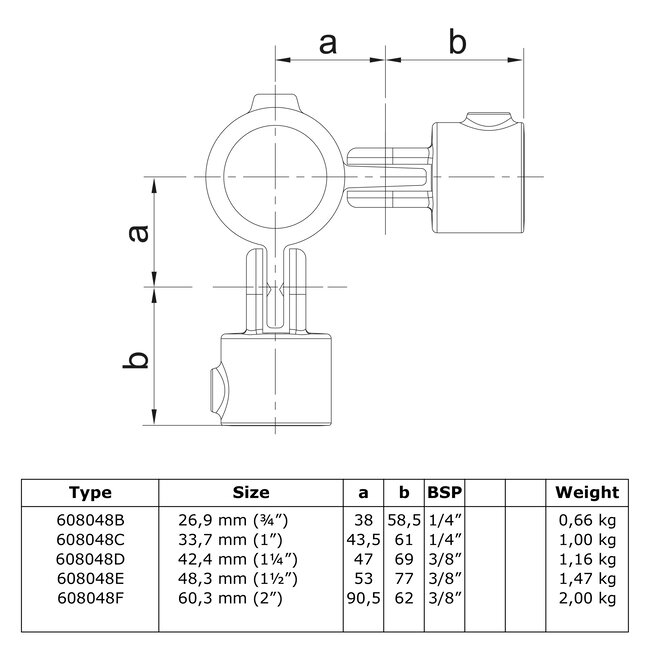 Steigerbuis koppeling dubbel scharnierstuk 90° | Ø33.7 mm