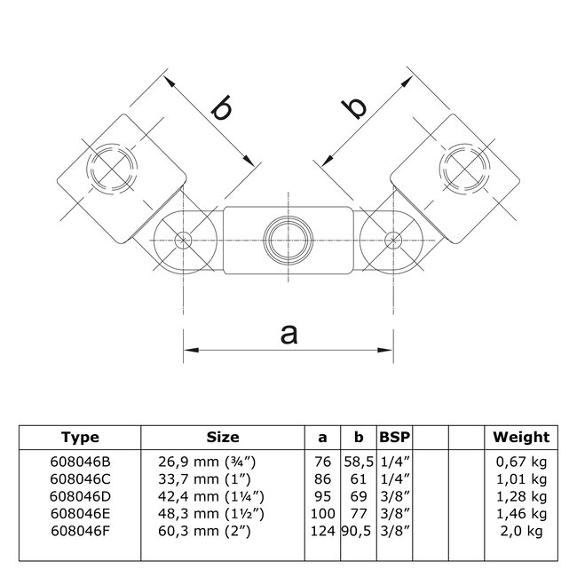 Steigerbuis koppeling dubbel scharnierstuk 180° | Ø33.7 mm