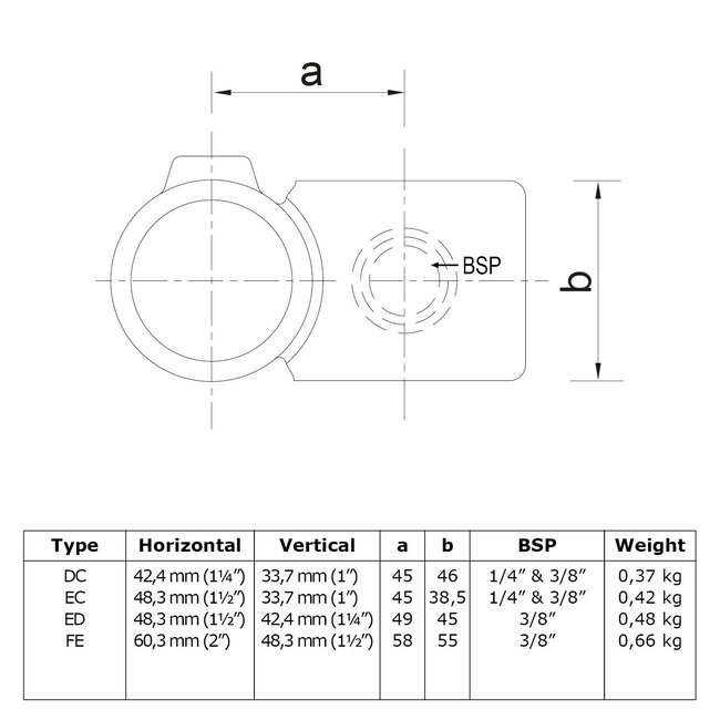 Steigerbuis koppeling kruisstuk 90° combi Ø48.3 / Ø33.7 mm