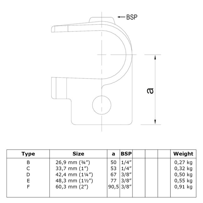 Steigerbuis koppeling open t-stuk | Ø48.3 mm