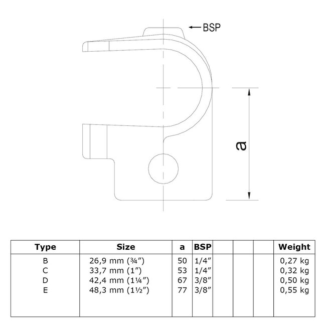 Steigerbuis koppeling open t-stuk zwart | Ø26.9 mm