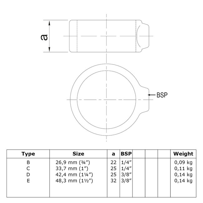 Steigerbuis koppeling borgring zwart | Ø33.7 mm