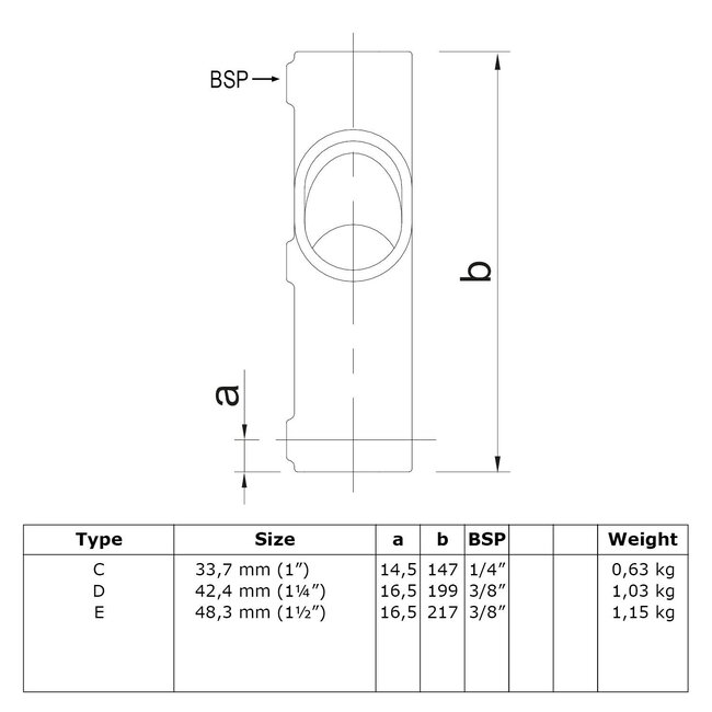 Steigerbuis koppeling kruisstuk 30-45° verstelbaar | Ø42.4 mm