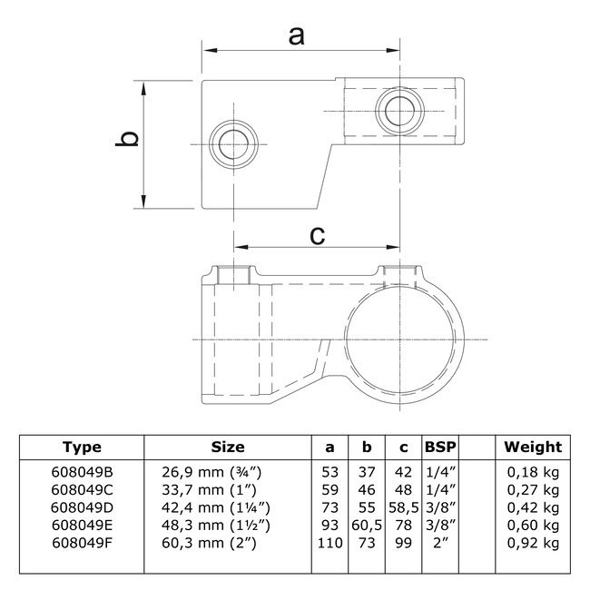 Steigerbuis koppeling verstelbaar hoekstuk | Ø42.4 mm