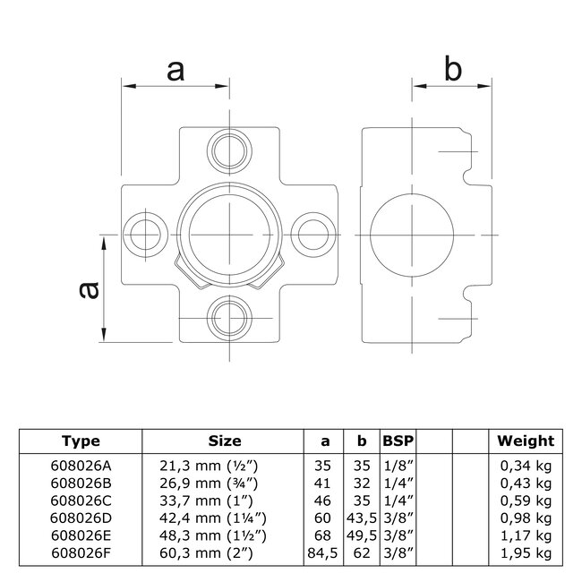 Steigerbuis koppeling 4-weg kruisstuk | Ø42.4 mm