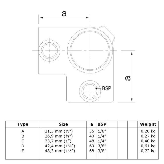 Steigerbuis koppeling hoekstuk 90° zwart | Ø42.4 mm