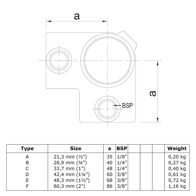 Steigerbuis koppeling hoekstuk 90° | Ø42.4 mm