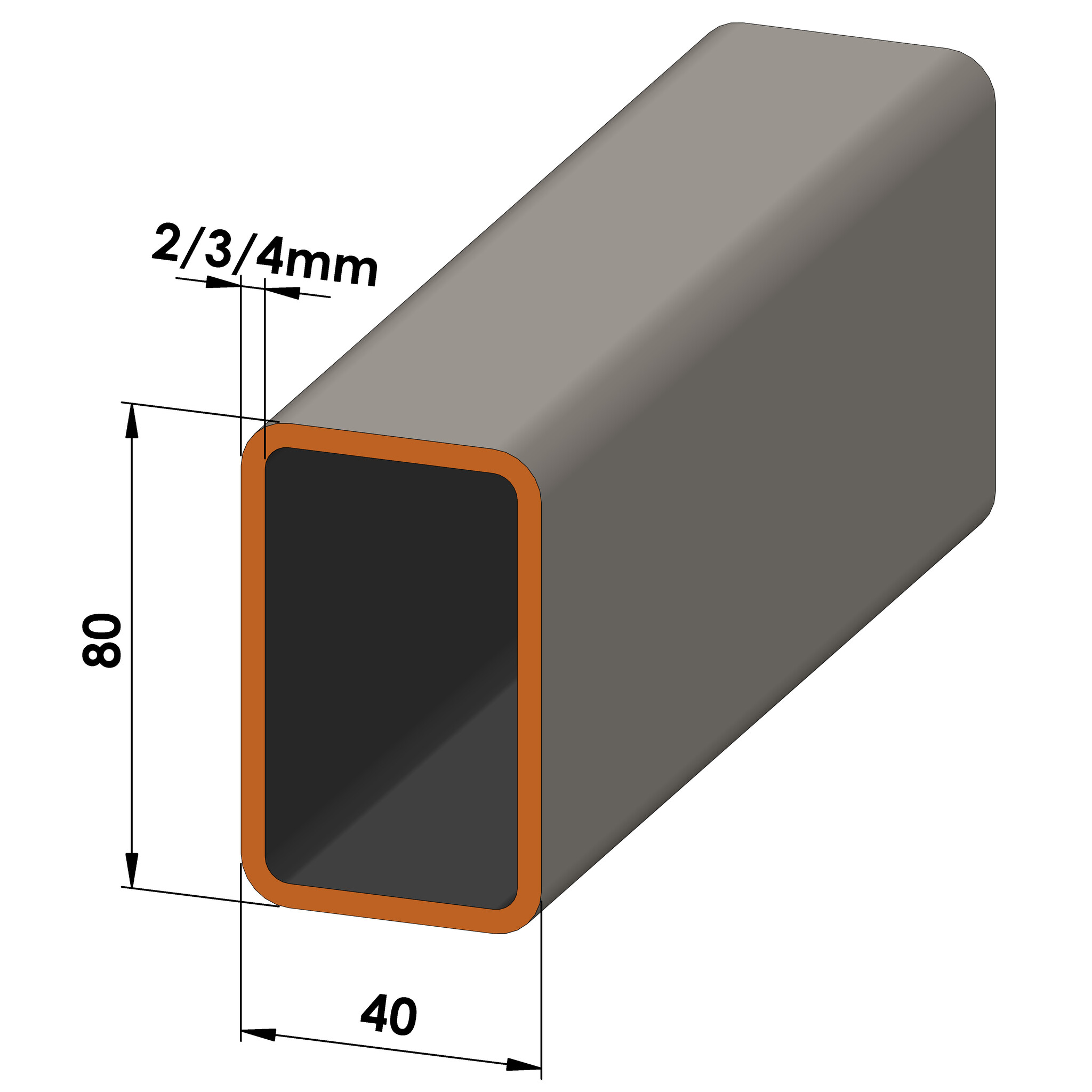 Koker 80x40 mm | rechthoek | Firmastaal.nl - Firmastaal.nl