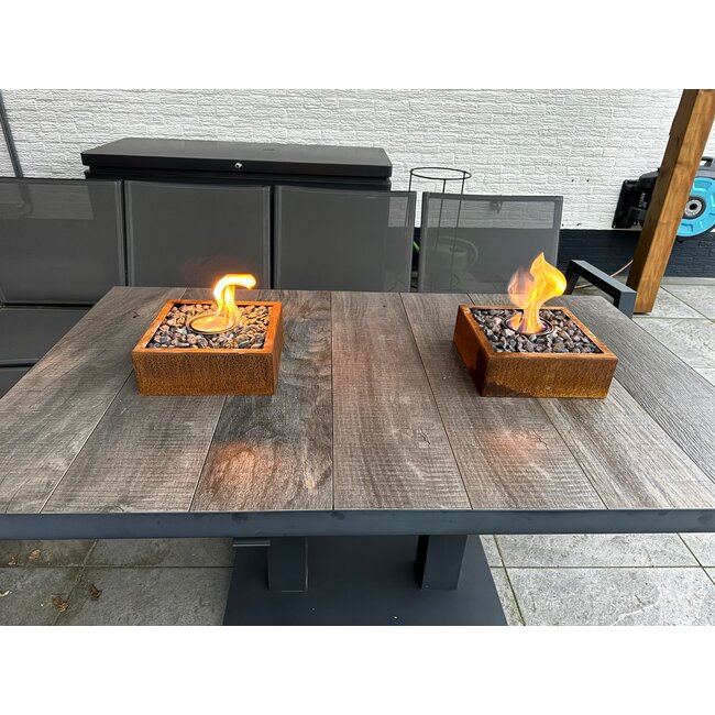 Tafelhaard cortenstaal | Bio-ethanol vierkant