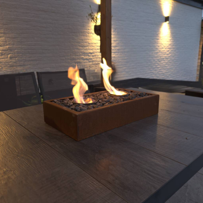 Tafelhaard cortenstaal | Bio-ethanol rechthoek