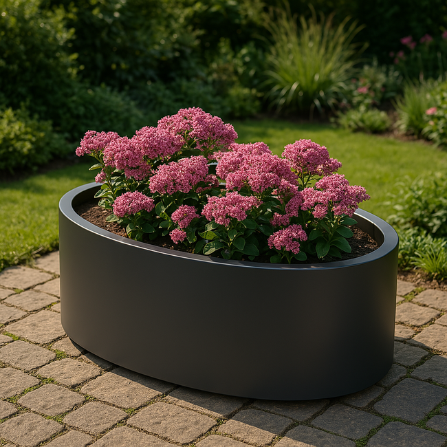 Stalen plantenbak ovale gepoedercoat | 120x80x8 cm