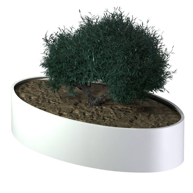 Stalen plantenbak rond gepoedercoat | 200x120x60 cm
