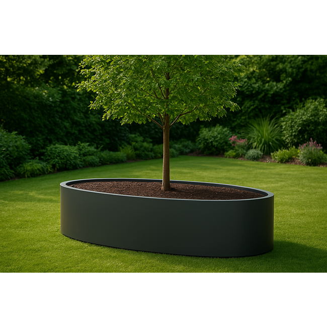 Stalen plantenbak rond gepoedercoat |   280x160x60 cm
