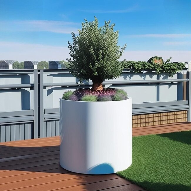 Stalen plantenbak rond gepoedercoat | Op maat