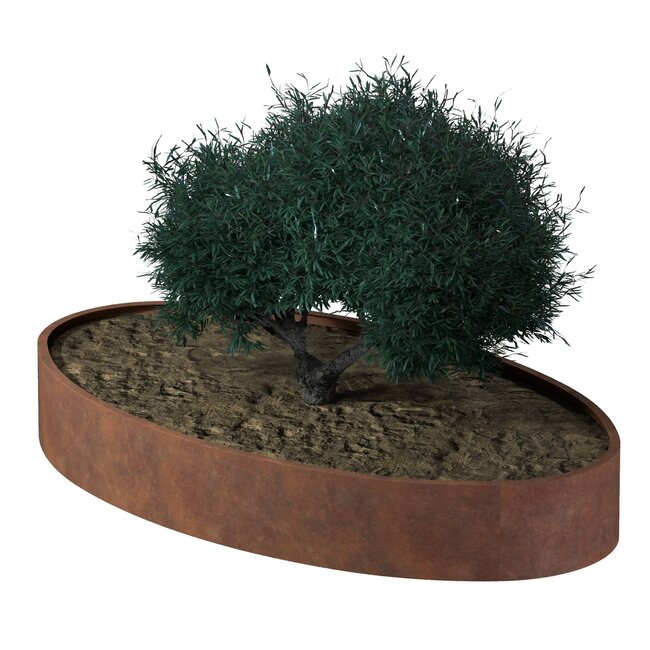 Stalen plantenbak rond cortenstaal | 280x160x60 cm