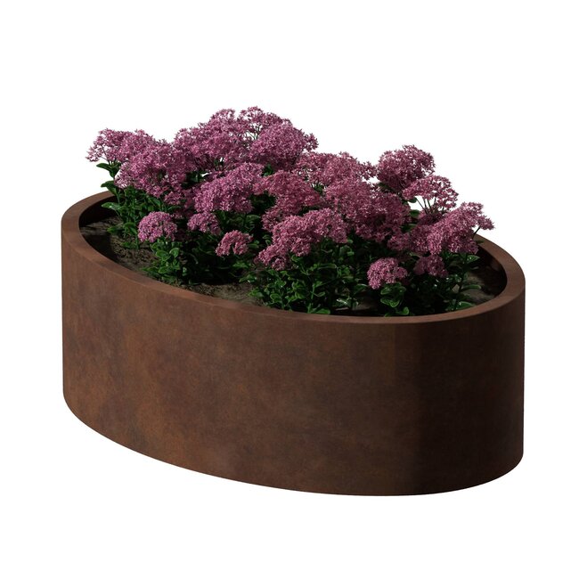 Stalen plantenbak rond cortenstaal |  op maat