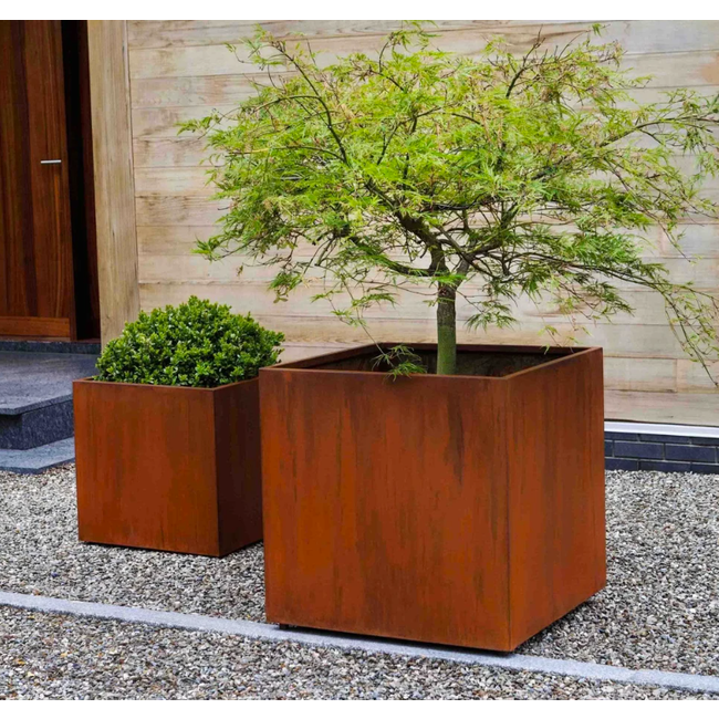 Cortenstaal plantenbak rechthoek - 80x100x80 cm