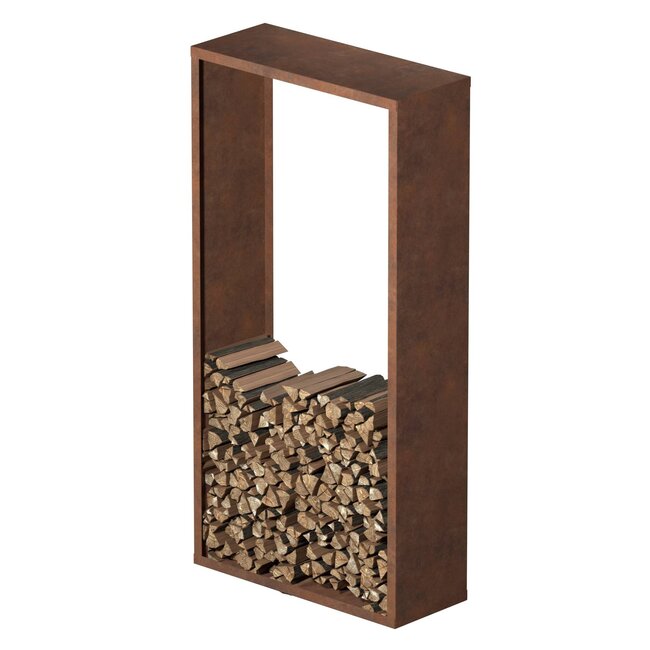 Cortenstaal haardhout opslag | op maat | 40 cm diep
