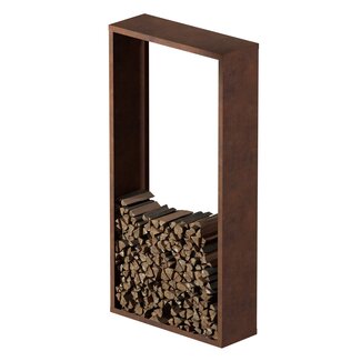 Cortenstaal haardhout opslag | 35 cm diep
