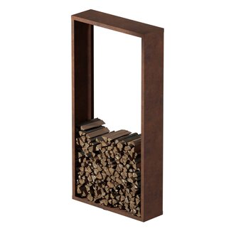 Cortenstaal haardhout opslag | 30 cm diep