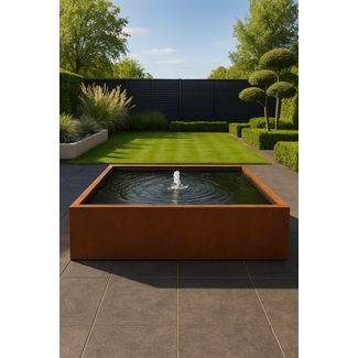 Watertafel op maat - cortenstaal - rechthoek