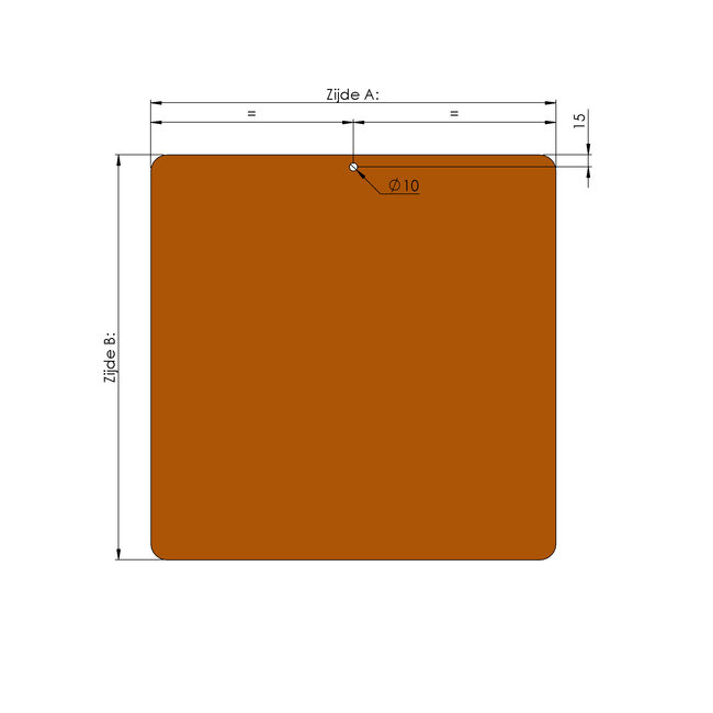 Kachelplaat op maat 4 afgeronde hoeken