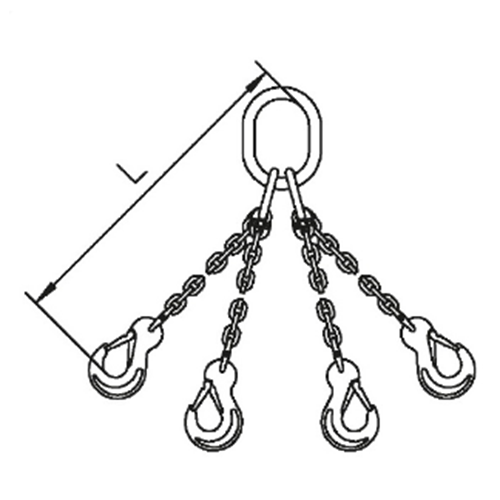 SafetyLoad Ketting 4-sprong met veiligheids- en inkorthaken, Ø 6 mm SafetyLoad SafetyLoad Ketting 4-sprong met veiligheids- en inkorthaken, Ø 6 mm