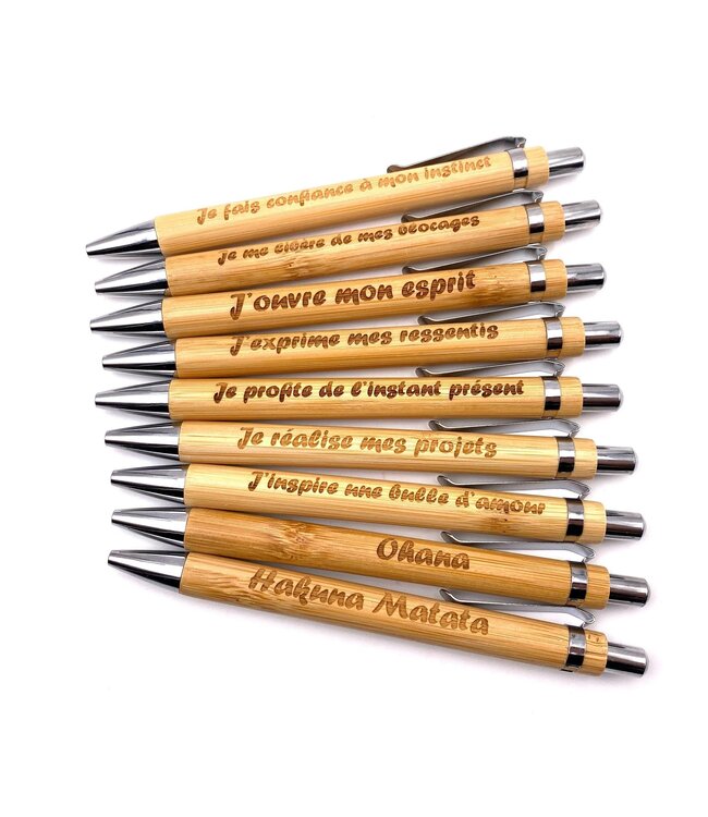 Luma Creation Stylo bille en bois de bambou personnalisable