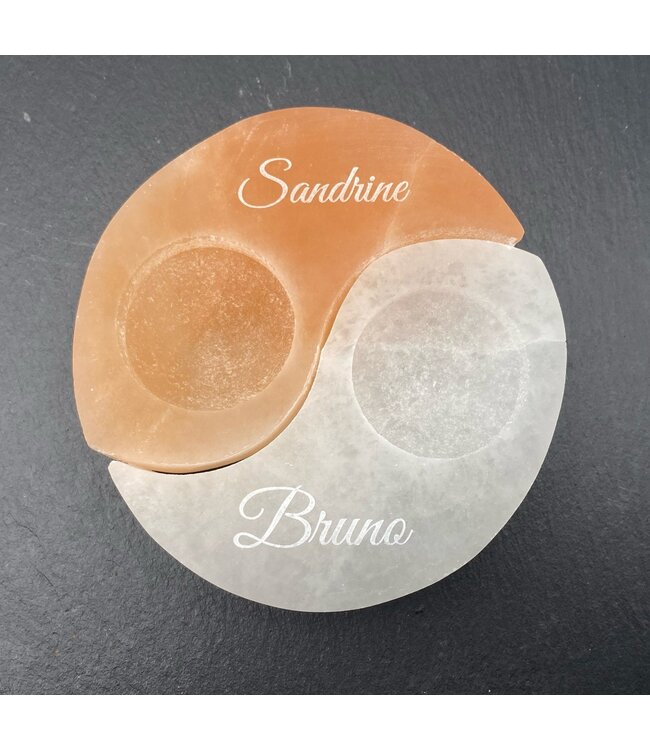 Luma Creation Bougeoir sélénite yin & yang