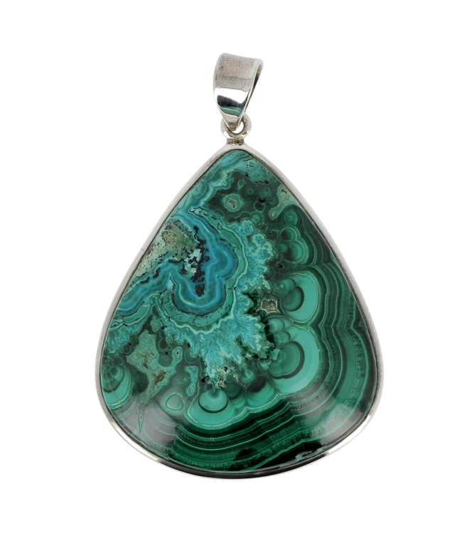 Luma Creation Pendentif malachite goutte cerclé Ag925