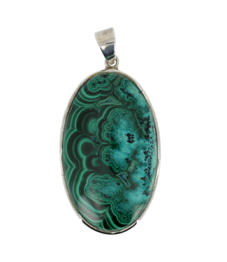 Luma Creation Pendentif malachite ovale cerclé Ag925