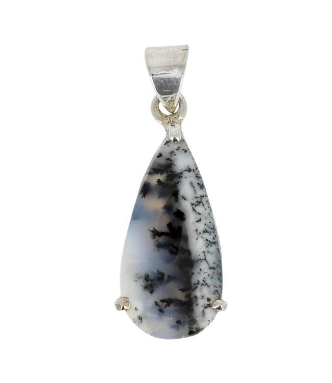 Luma Creation Pendentif agate dendrite (merlinite) goutte griffe Ag925