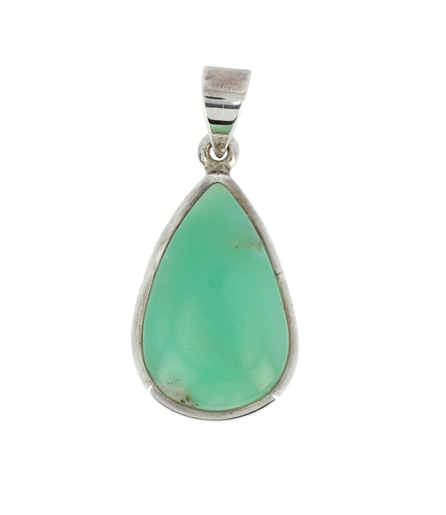 Luma Creation Pendentif chrysoprase goutte cerclé Ag925