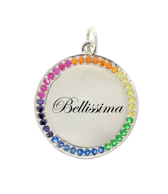 Luma Creation Médaille zircons arc-en-ciel argent à graver