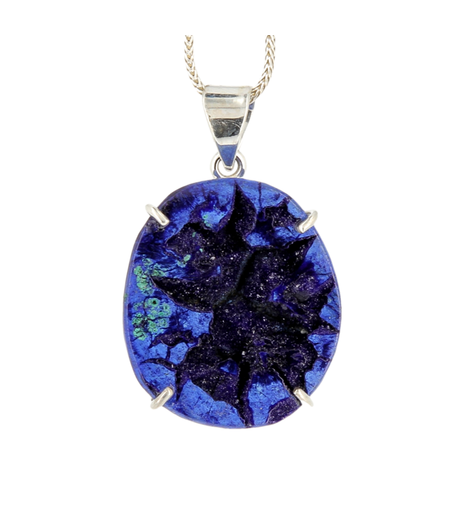 Luma Creation Pendentif azurite brute ovale griffe Ag925
