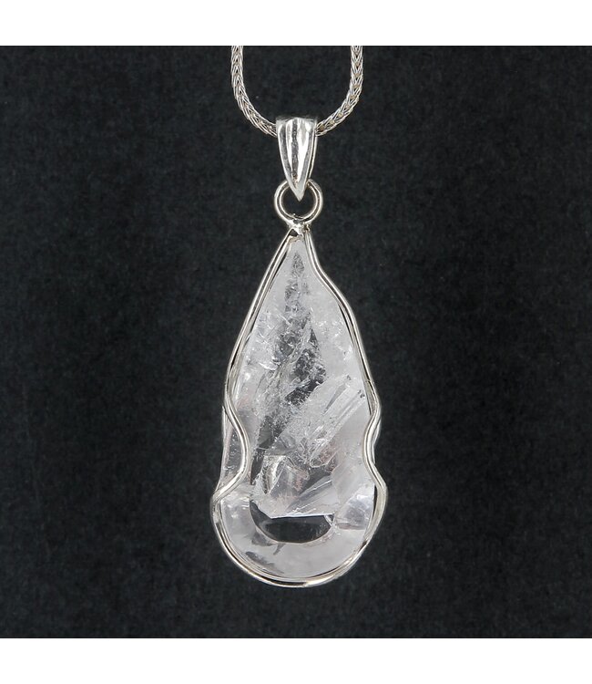 Luma Creation Pendentif Cristal de Roche avec Prisme Négatif cerclé Ag925